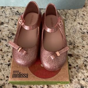 Mini Melissa pink and gold sparkle shoes